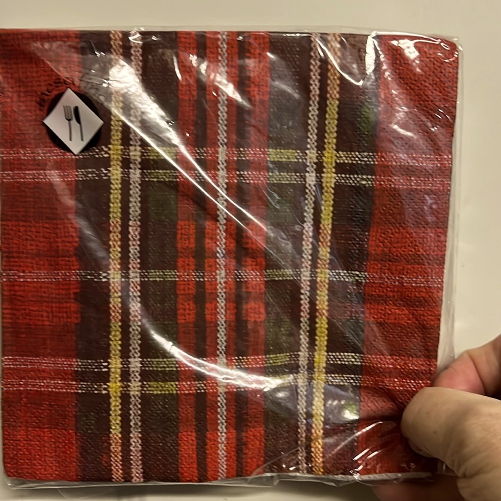 20 Luncheon napkins red tartan plaid Christmas holiday 13 inch